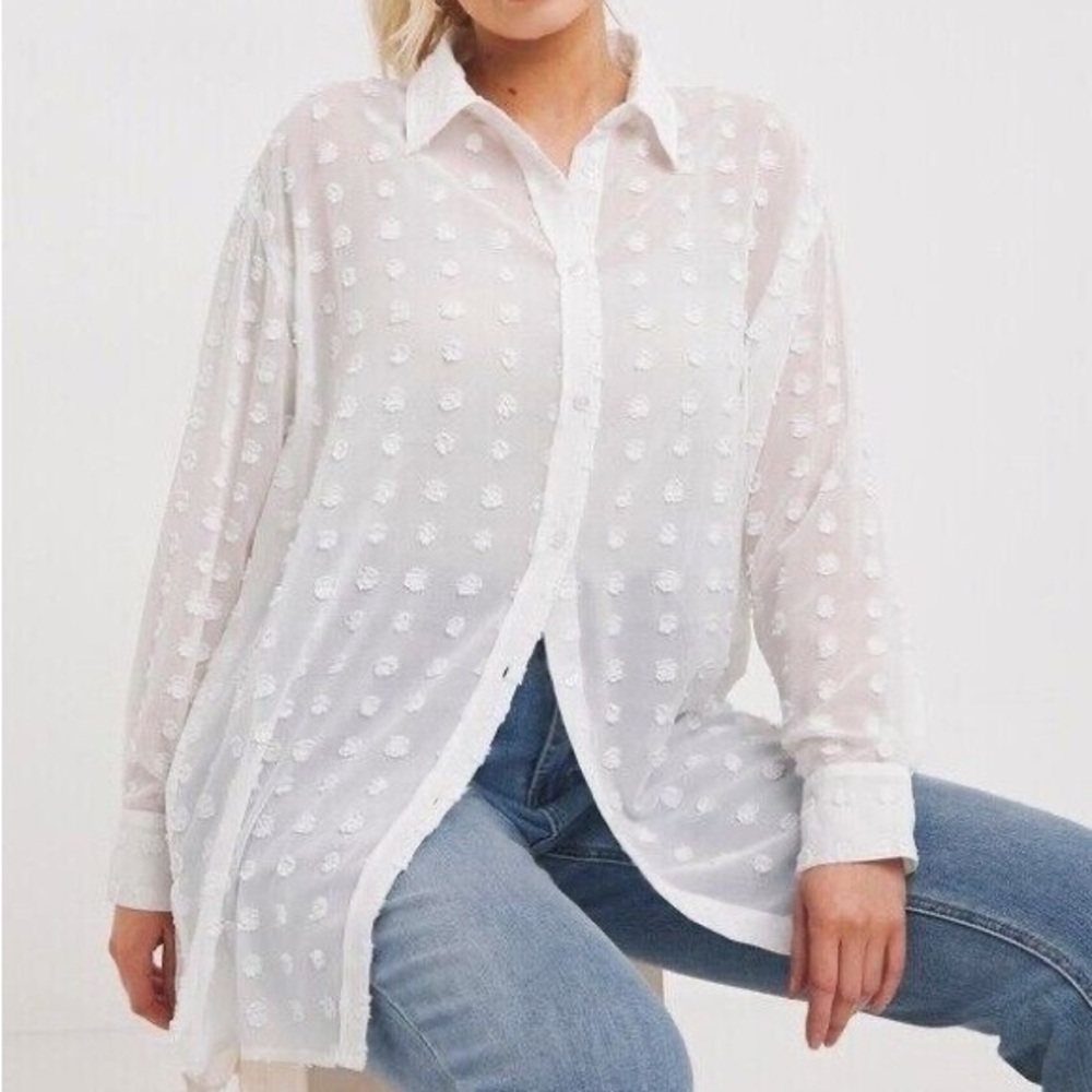 ZAPA White Textured Blouse